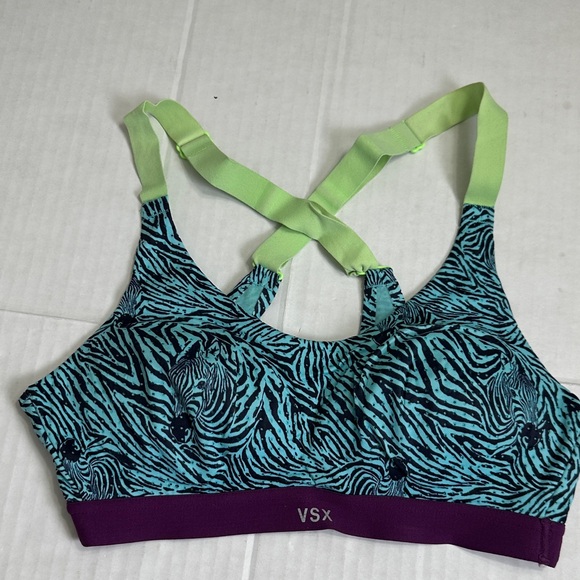 Victoria's Secret Other - VSX Sport Victoria Secret Racerback Padded Sports Bra 32B Blue Zebra Print